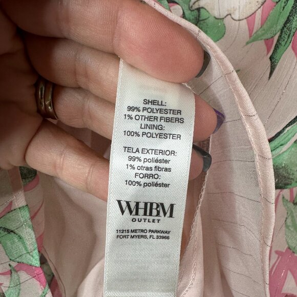 NWT White House Black Market Top M Long Sleeve Tie Neck Blouse Pink #WHBM6 - Picture 4 of 8